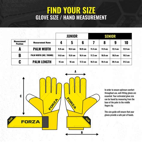 goalie glove size chart.